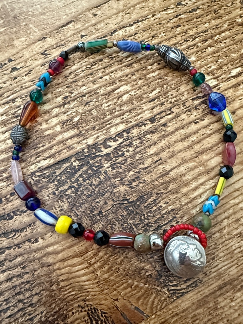 90’s VTG | Buffalo Nickel Artisan Beaded Necklace